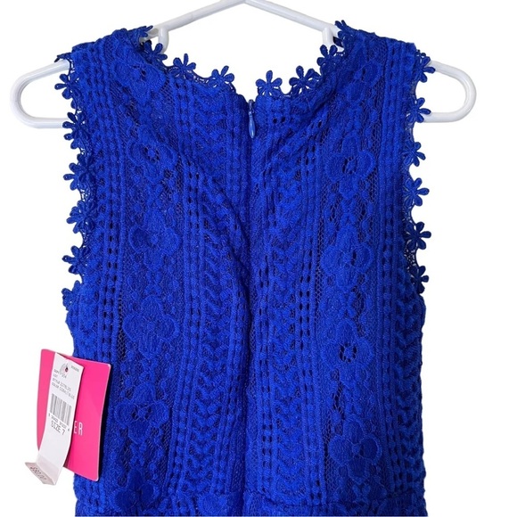 Amy Byer NWT Girls Dress Size 7 Cobalt Blue Sleeveless Floral Lace Textured - Picture 6 of 8